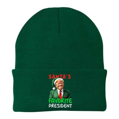 SantaS Favorite President Trump Christmas Santa Hat Knit Cap Winter Beanie