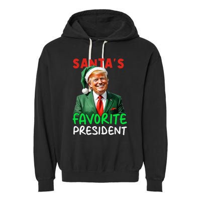 SantaS Favorite President Trump Christmas Santa Hat Garment-Dyed Fleece Hoodie