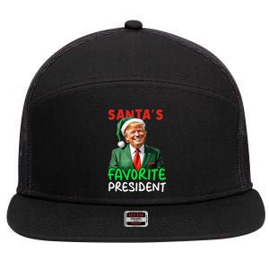 SantaS Favorite President Trump Christmas Santa Hat 7 Panel Mesh Trucker Snapback Hat