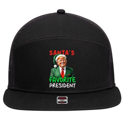 SantaS Favorite President Trump Christmas Santa Hat 7 Panel Mesh Trucker Snapback Hat