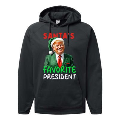 SantaS Favorite President Trump Christmas Santa Hat Performance Fleece Hoodie