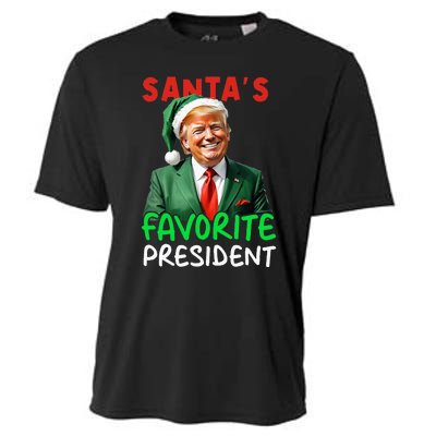 SantaS Favorite President Trump Christmas Santa Hat Cooling Performance Crew T-Shirt