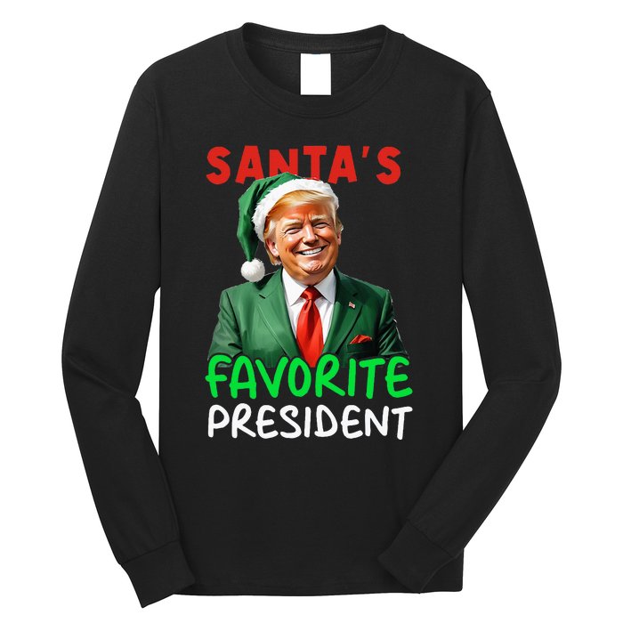 SantaS Favorite President Trump Christmas Santa Hat Long Sleeve Shirt