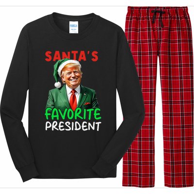 SantaS Favorite President Trump Christmas Santa Hat Long Sleeve Pajama Set