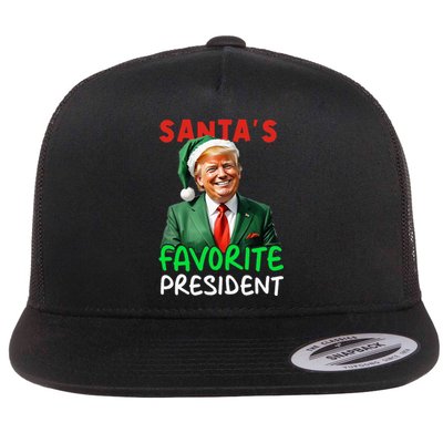 SantaS Favorite President Trump Christmas Santa Hat Flat Bill Trucker Hat