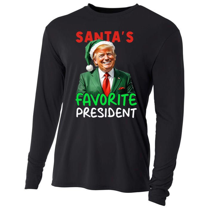 SantaS Favorite President Trump Christmas Santa Hat Cooling Performance Long Sleeve Crew