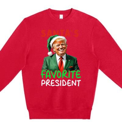 SantaS Favorite President Trump Christmas Santa Hat Premium Crewneck Sweatshirt