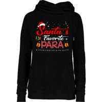 SantaS Favorite Para Christmas Paraprofessional Teacher Womens Funnel Neck Pullover Hood