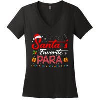 SantaS Favorite Para Christmas Paraprofessional Teacher Women's V-Neck T-Shirt