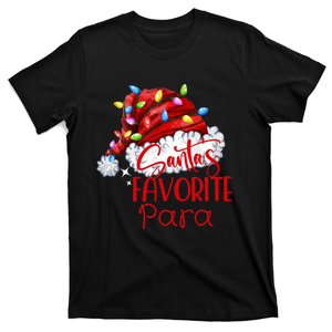 SantaS Favorite Para Santa Hat Lights Christmas Xmas T-Shirt