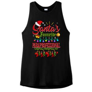 SantaS Favorite Paraprofessional Christmas Santa Hat Light Ladies PosiCharge Tri-Blend Wicking Tank