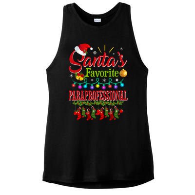 SantaS Favorite Paraprofessional Christmas Santa Hat Light Ladies PosiCharge Tri-Blend Wicking Tank