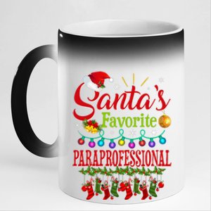 SantaS Favorite Paraprofessional Christmas Santa Hat Light 11oz Black Color Changing Mug