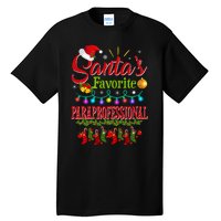 SantaS Favorite Paraprofessional Christmas Santa Hat Light Tall T-Shirt