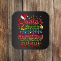 SantaS Favorite Paraprofessional Christmas Santa Hat Light Coaster