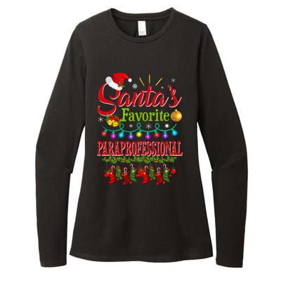 SantaS Favorite Paraprofessional Christmas Santa Hat Light Womens CVC Long Sleeve Shirt