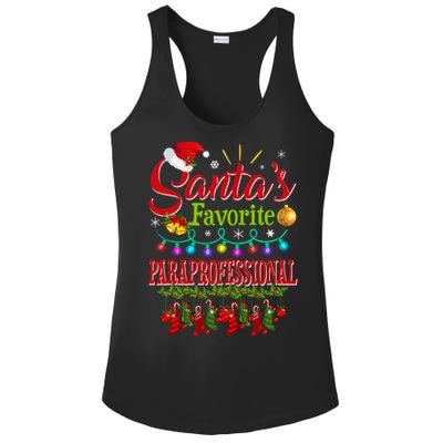 SantaS Favorite Paraprofessional Christmas Santa Hat Light Ladies PosiCharge Competitor Racerback Tank