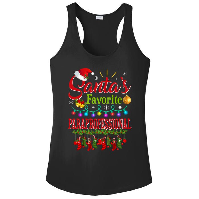 SantaS Favorite Paraprofessional Christmas Santa Hat Light Ladies PosiCharge Competitor Racerback Tank