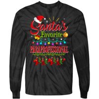 SantaS Favorite Paraprofessional Christmas Santa Hat Light Tie-Dye Long Sleeve Shirt