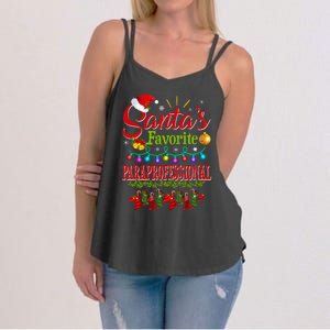 SantaS Favorite Paraprofessional Christmas Santa Hat Light Women's Strappy Tank