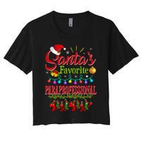 SantaS Favorite Paraprofessional Christmas Santa Hat Light Women's Crop Top Tee