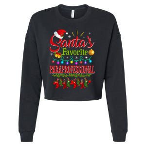 SantaS Favorite Paraprofessional Christmas Santa Hat Light Cropped Pullover Crew