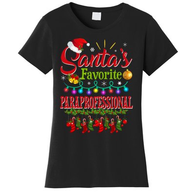 SantaS Favorite Paraprofessional Christmas Santa Hat Light Women's T-Shirt