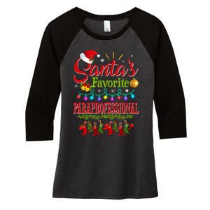 SantaS Favorite Paraprofessional Christmas Santa Hat Light Women's Tri-Blend 3/4-Sleeve Raglan Shirt