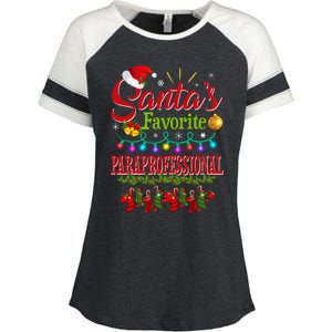 SantaS Favorite Paraprofessional Christmas Santa Hat Light Enza Ladies Jersey Colorblock Tee