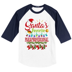 SantaS Favorite Paraprofessional Christmas Santa Hat Light Baseball Sleeve Shirt