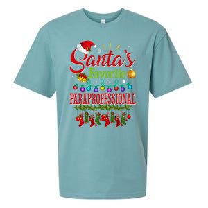 SantaS Favorite Paraprofessional Christmas Santa Hat Light Sueded Cloud Jersey T-Shirt