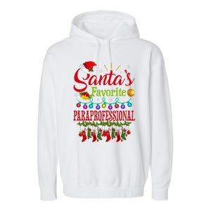 SantaS Favorite Paraprofessional Christmas Santa Hat Light Garment-Dyed Fleece Hoodie