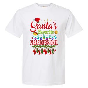 SantaS Favorite Paraprofessional Christmas Santa Hat Light Garment-Dyed Heavyweight T-Shirt