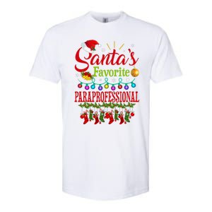 SantaS Favorite Paraprofessional Christmas Santa Hat Light Softstyle CVC T-Shirt