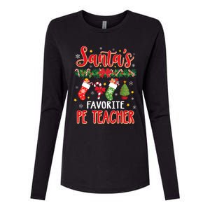 SantaS Favorite Pe Teacher Santa Hat Xmas Womens Cotton Relaxed Long Sleeve T-Shirt