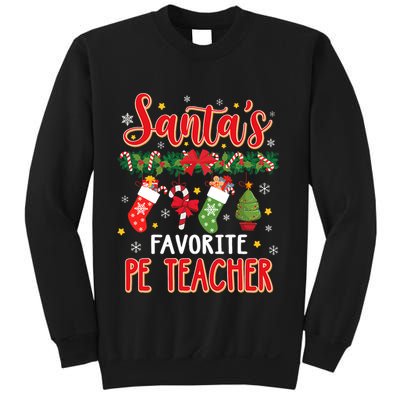 SantaS Favorite Pe Teacher Santa Hat Xmas Sweatshirt