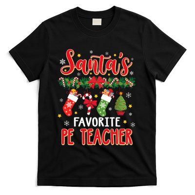 SantaS Favorite Pe Teacher Santa Hat Xmas T-Shirt