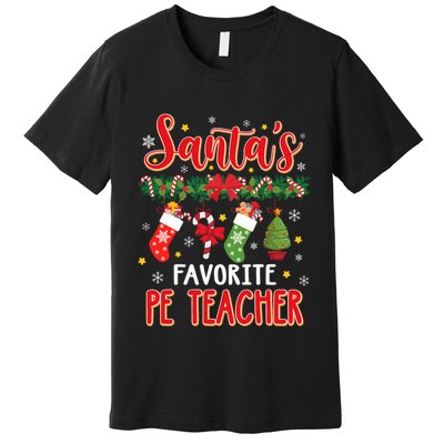 SantaS Favorite Pe Teacher Santa Hat Xmas Premium T-Shirt