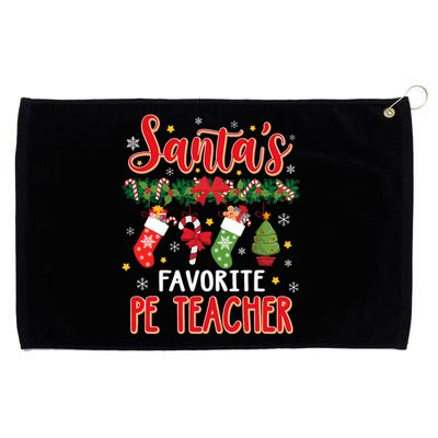 SantaS Favorite Pe Teacher Santa Hat Xmas Grommeted Golf Towel