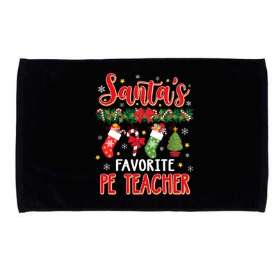 SantaS Favorite Pe Teacher Santa Hat Xmas Microfiber Hand Towel