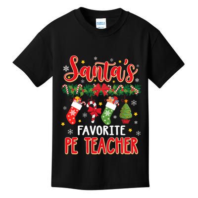SantaS Favorite Pe Teacher Santa Hat Xmas Kids T-Shirt