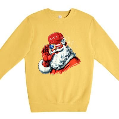 SantaS Favorite President Trump Christmas Santa Hat Funny Gift Premium Crewneck Sweatshirt