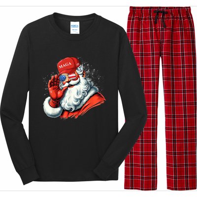 SantaS Favorite President Trump Christmas Santa Hat Funny Gift Long Sleeve Pajama Set