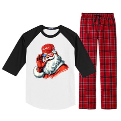 SantaS Favorite President Trump Christmas Santa Hat Funny Gift Raglan Sleeve Pajama Set