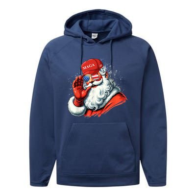 SantaS Favorite President Trump Christmas Santa Hat Funny Gift Performance Fleece Hoodie