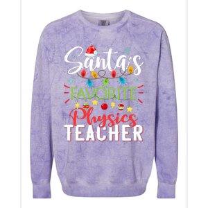 SantaS Favorite Physics Teacher Xmas Light Hat Christmas Colorblast Crewneck Sweatshirt