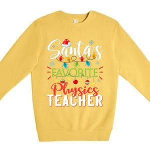 SantaS Favorite Physics Teacher Xmas Light Hat Christmas Premium Crewneck Sweatshirt