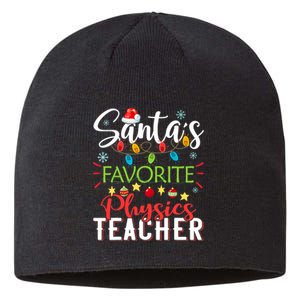 SantaS Favorite Physics Teacher Xmas Light Hat Christmas Sustainable Beanie