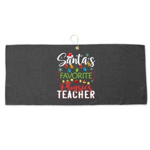 SantaS Favorite Physics Teacher Xmas Light Hat Christmas Large Microfiber Waffle Golf Towel