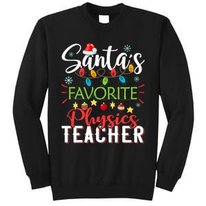 SantaS Favorite Physics Teacher Xmas Light Hat Christmas Tall Sweatshirt